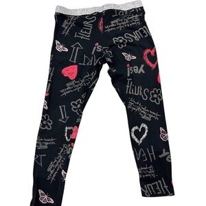 Desigual Black and Pink Graphic Kids Leggings